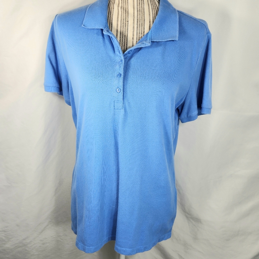 Croft & Barrow Blue Cotton Short Sleeve Polo Shirt Size Medium